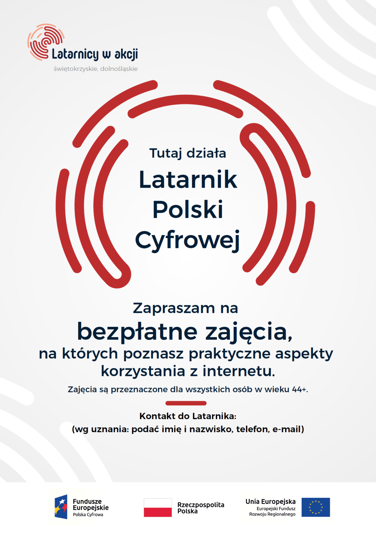 Plakat dot. bezpłatnych zajęć komputerowych