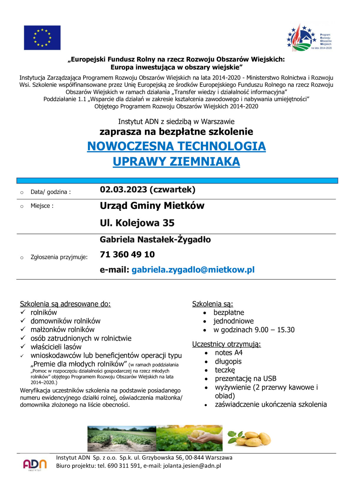 plakat z zaproszeniem na szkolenie