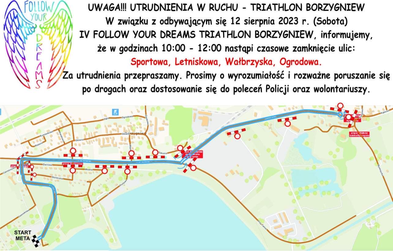 Mapka IV Follow your dreams Triathlon Borzygniew w terminie 12.08.2023 